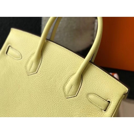 Hermes Birkin 30cm Bag In Jaune Poussin Clemence Leather