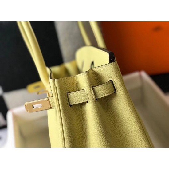 Hermes Birkin 30cm Bag In Jaune Poussin Clemence Leather