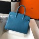 Hermes Birkin 30cm Bag In Jean Blue Clemence Leather