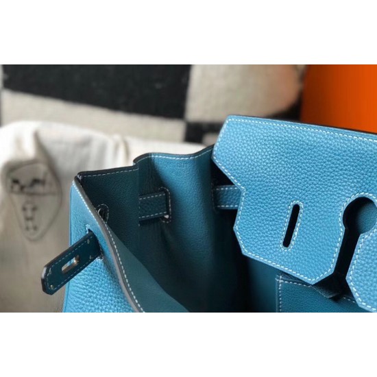 Hermes Birkin 30cm Bag In Jean Blue Clemence Leather