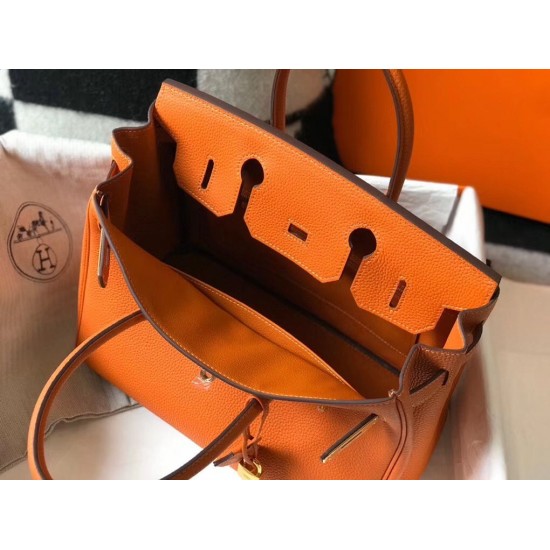 Hermes Birkin 30cm Bag In Orange Clemence Leather