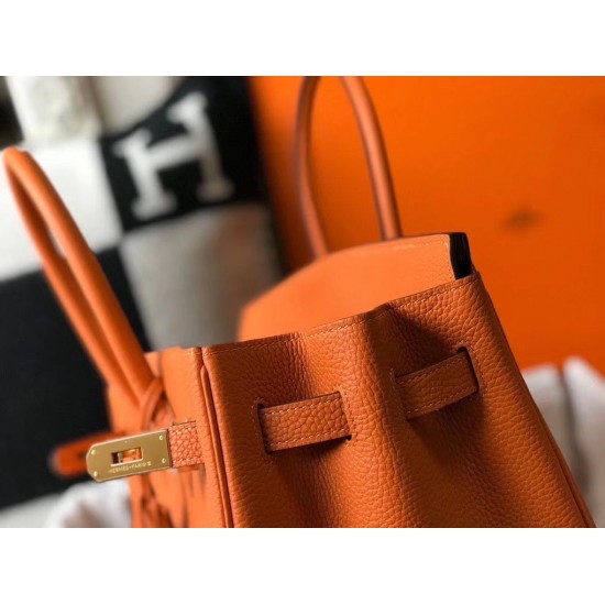 Hermes Birkin 30cm Bag In Orange Clemence Leather