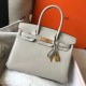 Hermes Birkin 30cm Bag In Pearl Gray Clemence Leather