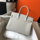 Hermes Birkin 30cm Bag In Pearl Gray Clemence Leather