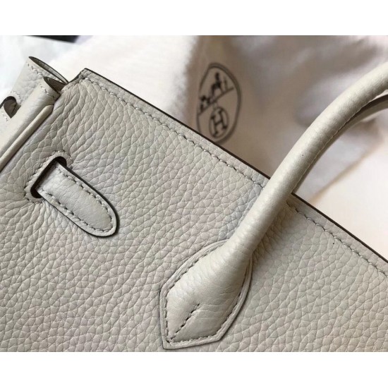 Hermes Birkin 30cm Bag In Pearl Gray Clemence Leather