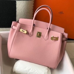 Hermes Birkin 30cm Bag In Pink Clemence Leather