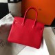 Hermes Birkin 30cm Bag In Red Clemence Leather