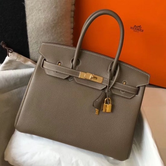 Hermes Birkin 30cm Bag In Taupe Clemence Leather