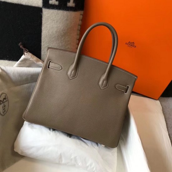 Hermes Birkin 30cm Bag In Taupe Clemence Leather