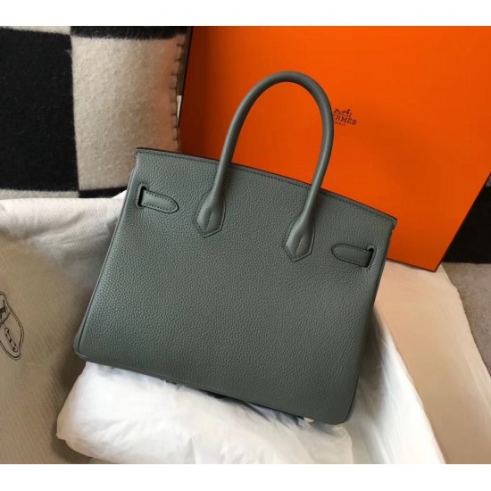 Hermes Birkin 30cm Bag In Vert Amande Clemence Leather