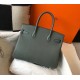 Hermes Birkin 30cm Bag In Vert Amande Clemence Leather