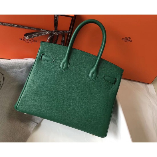 Hermes Birkin 30cm Bag In Vert Vertigo Clemence Leather