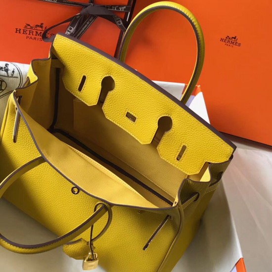 Hermes Birkin 30cm Bag In Yellow Clemence Leather