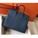 Hermes Birkin 35cm Bag In Blue Agate Clemence Leather