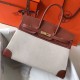 Hermes Birkin 35cm Bag In Canvas Brown Leather