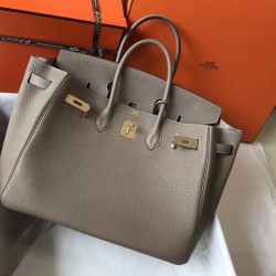 Hermes Birkin 35cm Bag In Gris Tourterelle Clemence Leather