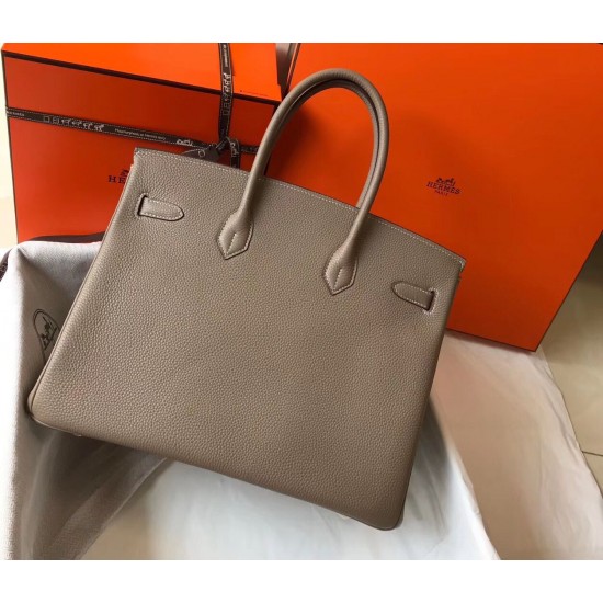 Hermes Birkin 35cm Bag In Gris Tourterelle Clemence Leather