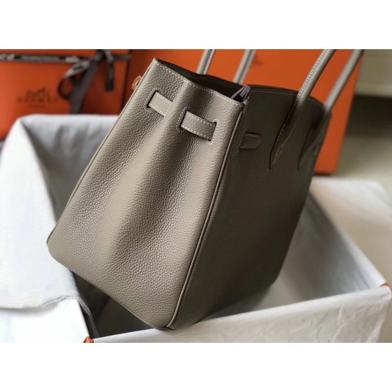 Hermes Birkin 35cm Bag In Gris Tourterelle Clemence Leather