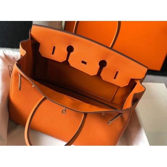 Hermes Birkin 35cm Bag In Orange Clemence Leather