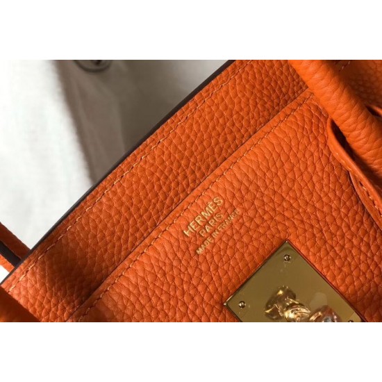 Hermes Birkin 35cm Bag In Orange Clemence Leather