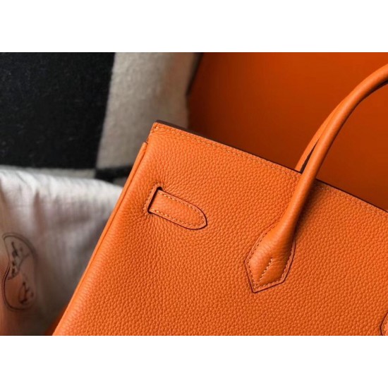 Hermes Birkin 35cm Bag In Orange Clemence Leather