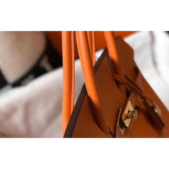 Hermes Birkin 35cm Bag In Orange Clemence Leather