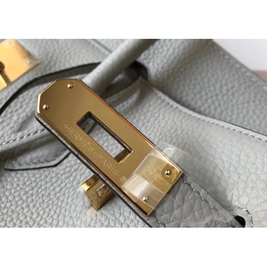 Hermes Birkin 35cm Bag In Pearl Grey Clemence Leather