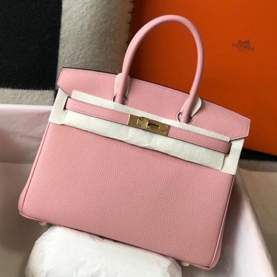 Hermes Birkin 35cm Bag In Pink Clemence Leather