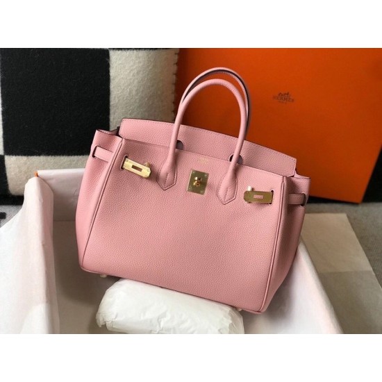 Hermes Birkin 35cm Bag In Pink Clemence Leather