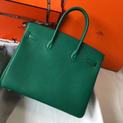 Hermes Birkin 35cm Bag In Vert Vertigo Clemence Leather