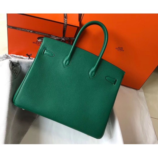 Hermes Birkin 35cm Bag In Vert Vertigo Clemence Leather