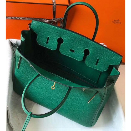 Hermes Birkin 35cm Bag In Vert Vertigo Clemence Leather