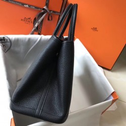 Hermes Garden Party 30 Bag In Black Clemence Leather