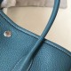 Hermes Garden Party 30 Bag In Blue Jean Clemence Leather