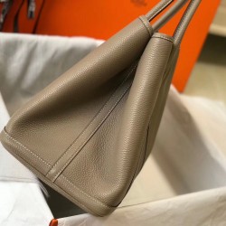 Hermes Garden Party 30 Bag In Grey Clemence Leather