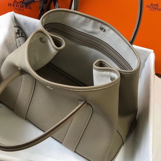 Hermes Garden Party 30 Bag In Grey Clemence Leather