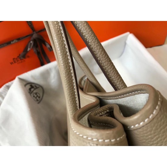 Hermes Garden Party 30 Bag In Grey Clemence Leather