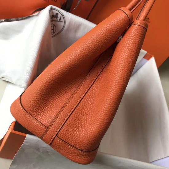 Hermes Garden Party 30 Bag In Orange Clemence Leather