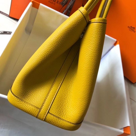 Hermes Garden Party 30 Bag In Yellow Clemence Leather