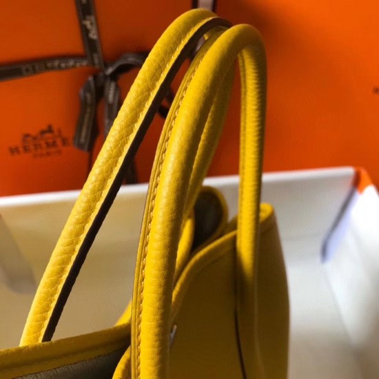 Hermes Garden Party 30 Bag In Yellow Clemence Leather