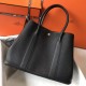 Hermes Garden Party 36 Bag In Black Clemence Leather