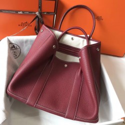 Hermes Garden Party 36 Bag In Bordeaux Clemence Leather