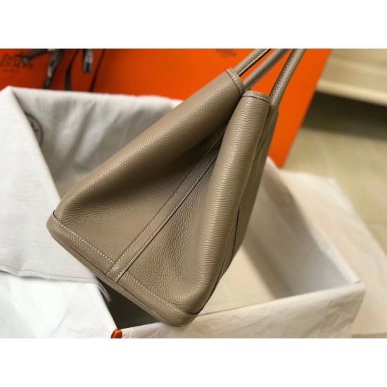 Hermes Garden Party 36 Bag In Grey Clemence Leather