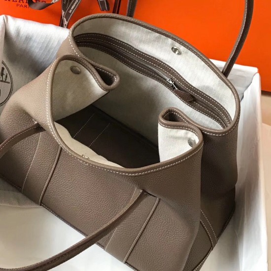 Hermes Garden Party 36 Bag In Taupe Clemence Leather