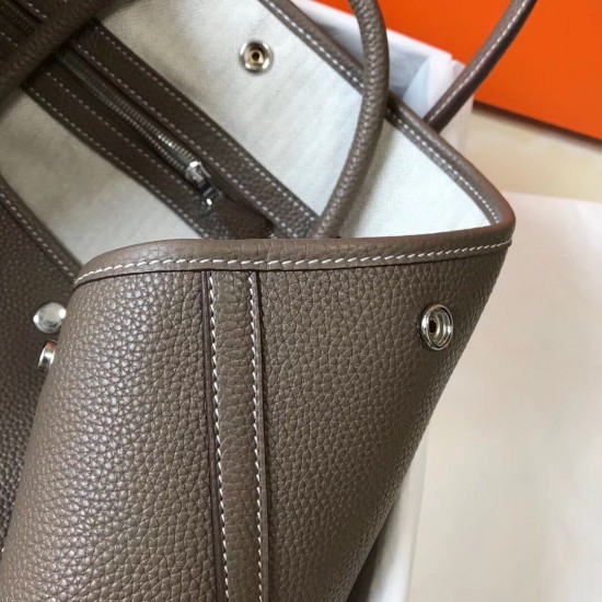 Hermes Garden Party 36 Bag In Taupe Clemence Leather