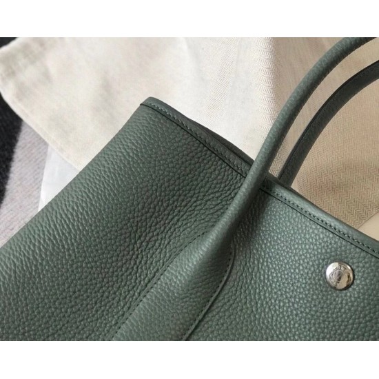 Hermes Garden Party 36 Bag In Vert Amande Clemence Leather