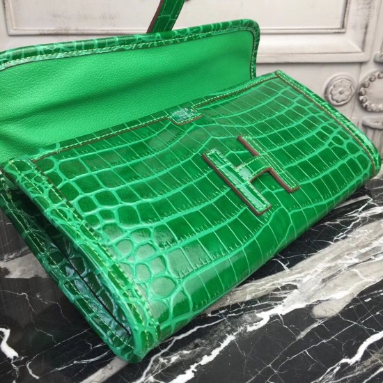 Hermes Jige Elan 29 Clutch In Bamboo Crocodile Leather