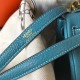 Hermes Mini Kelly 20cm Bag In Blue Jean Clemence Leather