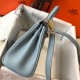 Hermes Mini Kelly 20cm Bag In Blue Lin Clemence Leather