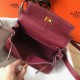 Hermes Mini Kelly 20cm Bag In Bordeaux Clemence Leather